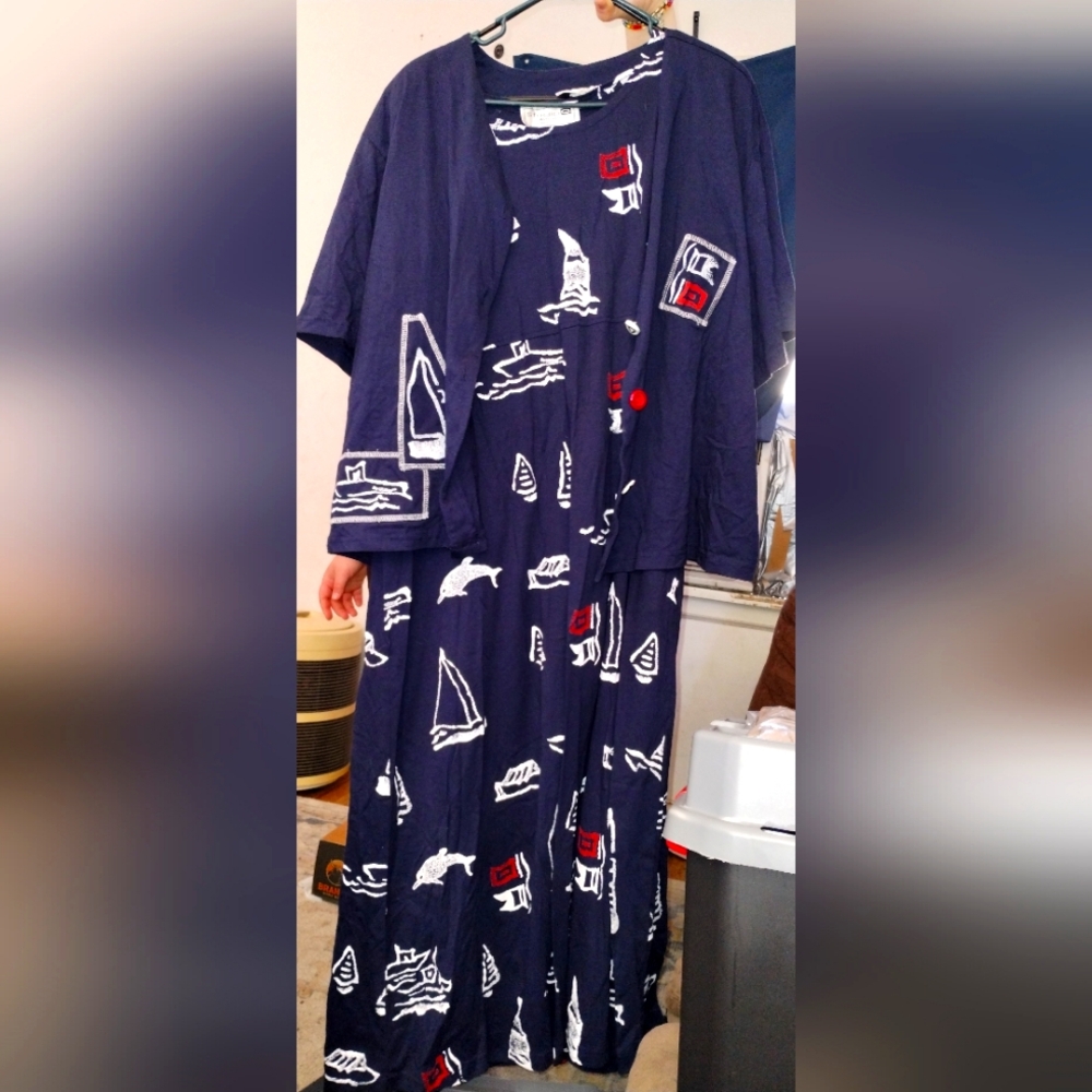 4x Jumper Dress with cover up sailboats maxi--#43